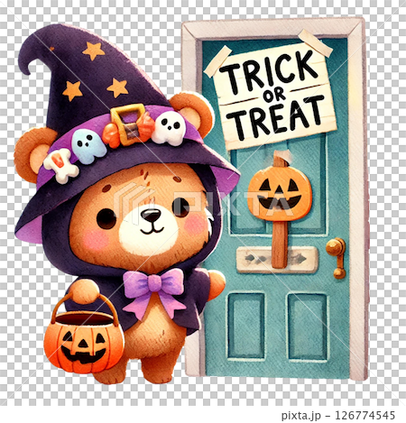 Cute bear dressed as a wizard ready for Halloween fun. 126774545