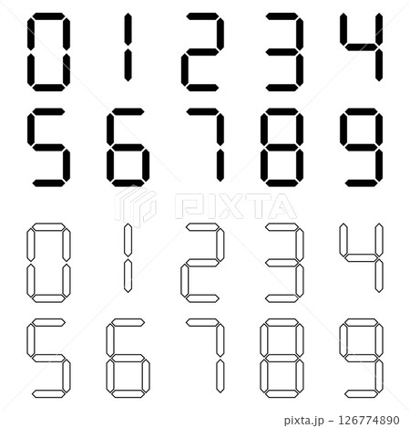 0から9のデジタル数字のイラストセット 0から9のデジタル数字のイラストセット 126774890