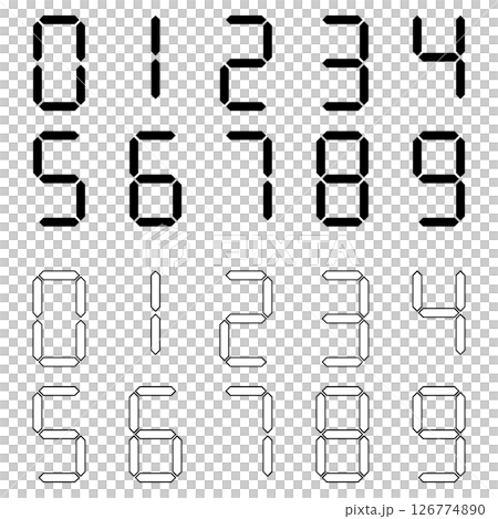 0から9のデジタル数字のイラストセット 0から9のデジタル数字のイラストセット 126774890