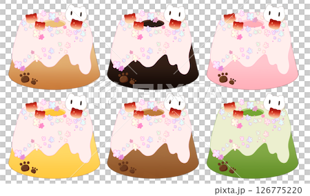 カラフルな猫のシフォンケーキイラスト 126775220