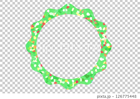 カラフルpopクリスマスリース枠フレーム素材イラスト　緑色のベクターpng 126775448
