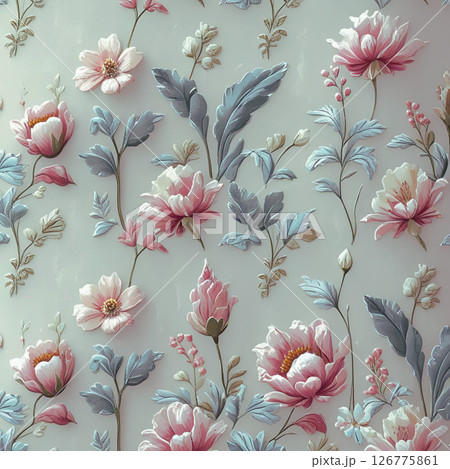 北欧風フローラルパターンのモダンデザイン03 126775861