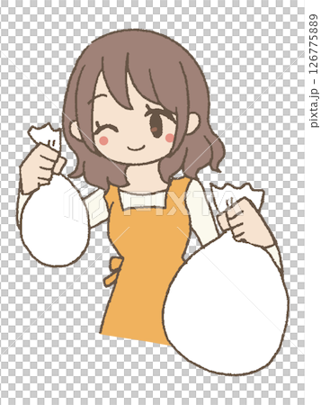 A housewife is happy that waste has decreased 126775889