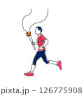 Minimalist Line Art Vector Illustration of Male Torchbearer Running with one line art design 126775908