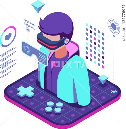 Isometric Metaverse Avatar with Neon Outfit Isometric Metaverse Avatar with Neon Outfit 126776071