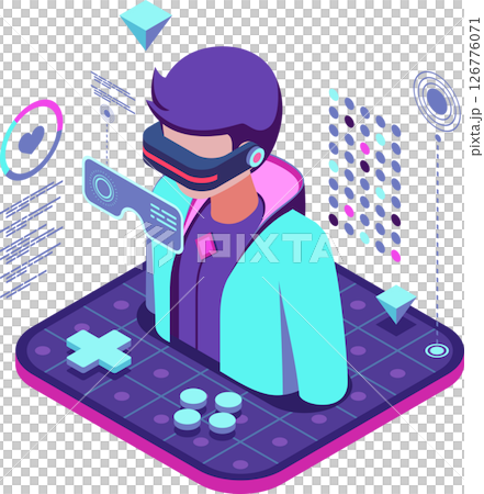 Isometric Metaverse Avatar with Neon Outfit Isometric Metaverse Avatar with Neon Outfit 126776071