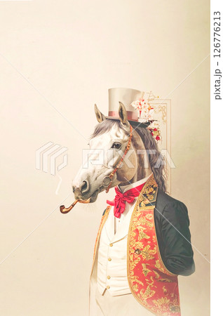 タキシードを着た馬のイラスト,Generative AI,AI画像 タキシードを着た馬のイラスト,Generative AI,AI画像 126776213