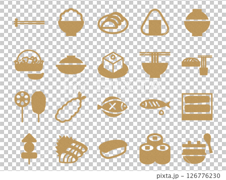 和食メニューアイコンのセット_コルク模様 126776230