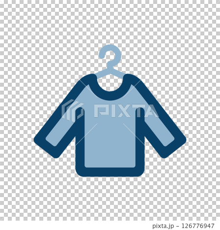 Icon illustration of a long-sleeved shirt hanging on a hanger Icon illustration of a long-sleeved shirt hanging on a hanger 126776947