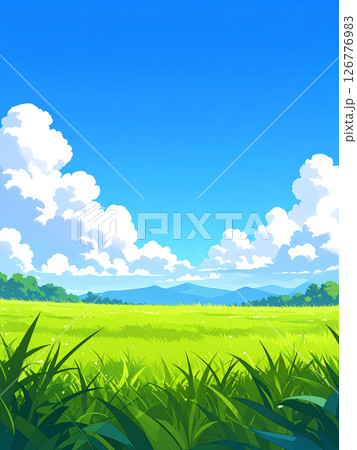 草原 青空 草原 青空 126776983