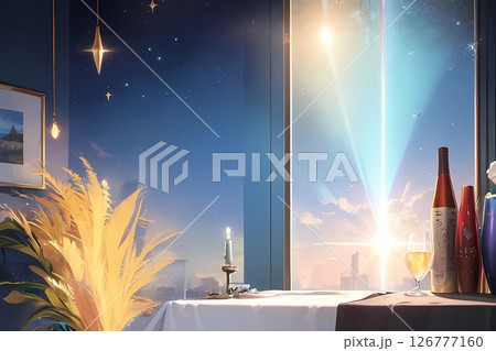 ゲーム背景　キラキラデートレストラン 126777160