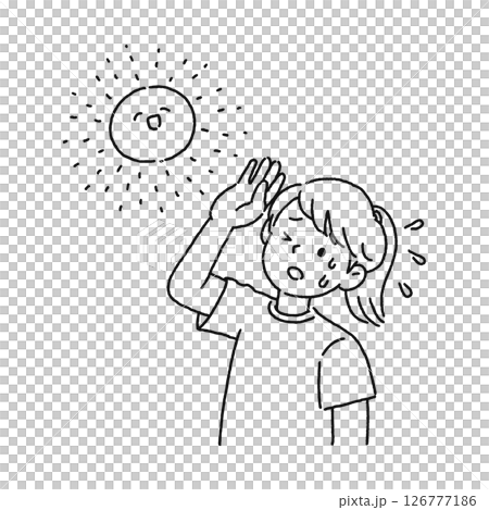 中暑風險 — — 女人線條畫 中暑風險 — — 女人線條畫 126777186