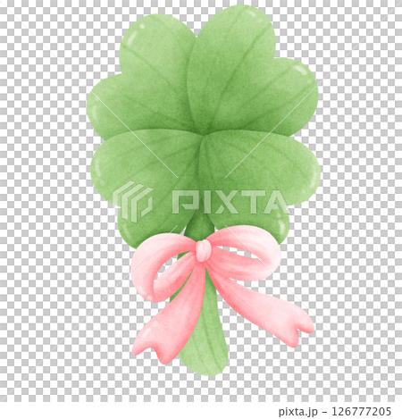 Lucky Four Leaf Clover Clipart with Pink Bow St Patrick  Day 126777205