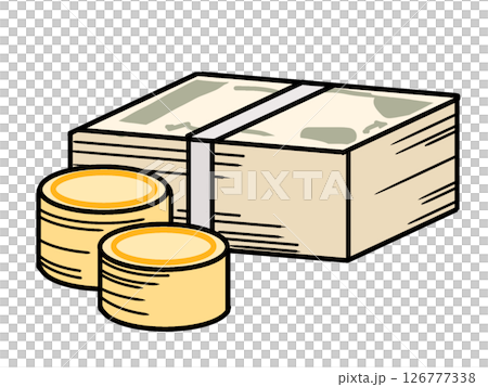 Coins and banknotes Coins and banknotes 126777338