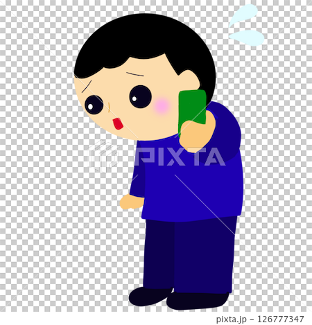 電話で謝る男性 電話で謝る男性 126777347