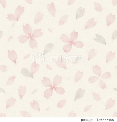 水彩風の桜模様・春らしい淡いパステル背景パターン 水彩風の桜模様・春らしい淡いパステル背景パターン 126777400