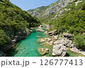 Aerial view of Moraca river canyon. Montenegro 126777413