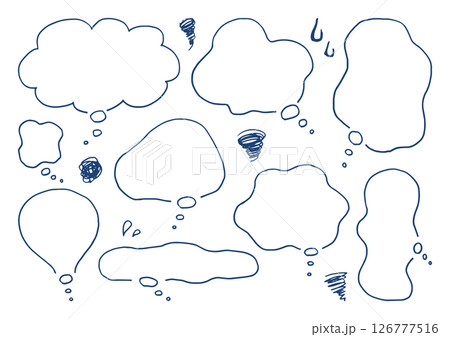 悩み・不安を表すもやもや吹き出しセット｜手書きベクター 126777516