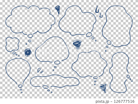 悩み・不安を表すもやもや吹き出しセット｜手書きベクター 126777516