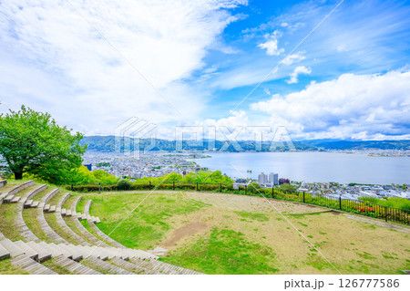 初夏の立石公園から見た諏訪湖 長野県諏訪市 初夏の立石公園から見た諏訪湖 長野県諏訪市 126777586