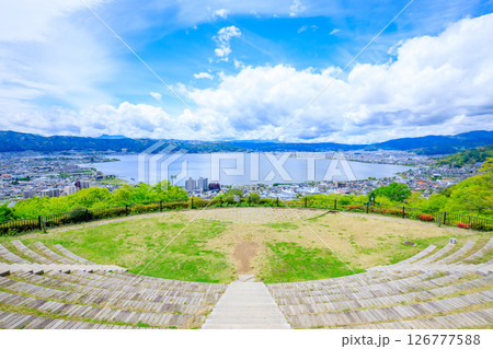 初夏の立石公園から見た諏訪湖　長野県諏訪市 126777588