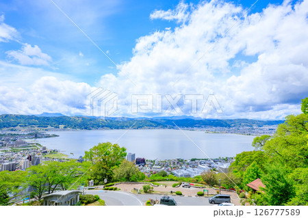 初夏の立石公園から見た諏訪湖　長野県諏訪市 126777589