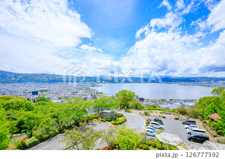 初夏の立石公園から見た諏訪湖　長野県諏訪市 126777592