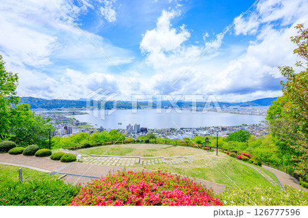 初夏の立石公園から見た諏訪湖　長野県諏訪市 126777596