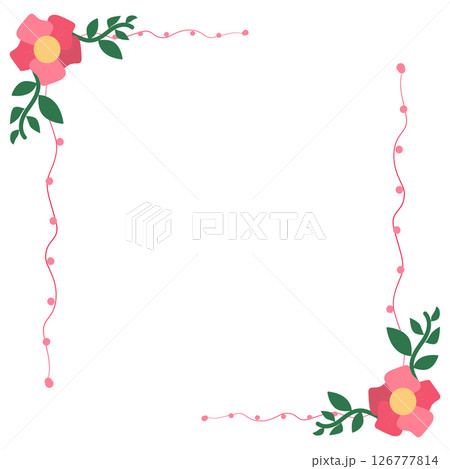 A square frame beautifully decorated with red toned flowers A square frame beautifully decorated with red toned flowers 126777814