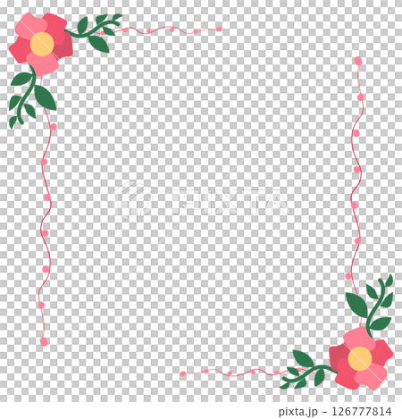 A square frame beautifully decorated with red toned flowers A square frame beautifully decorated with red toned flowers 126777814