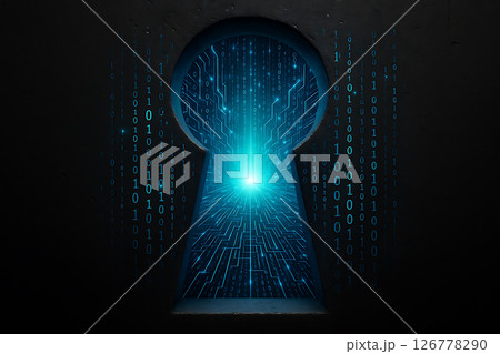 鍵穴の奥に広がるコードの海とデジタルの地平線 126778290