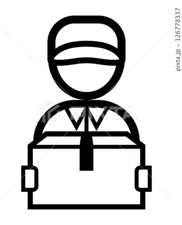 配達員のシンプルなモノクロイラストアイコン 126778337