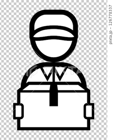 配達員のシンプルなモノクロイラストアイコン 126778337