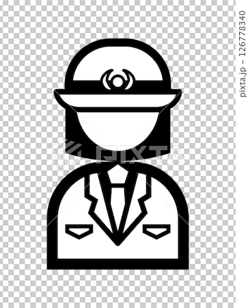 警察官おまわりさんのシンプルなモノクロイラストアイコン 126778340