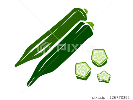 レトロな手書きの野菜イラスト、オクラ レトロな手書きの野菜イラスト、オクラ 126778395