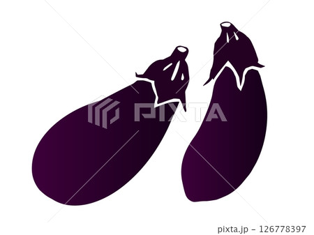 レトロな手書きの野菜イラスト、ナス レトロな手書きの野菜イラスト、ナス 126778397