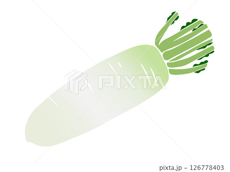 レトロな手書きの野菜イラスト、ダイコン 126778403