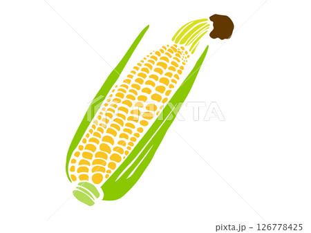 レトロな手書きの野菜イラスト。とうもろこし 126778425