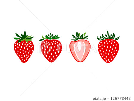 レトロな手書きのいちごイラスト レトロな手書きのいちごイラスト 126778448