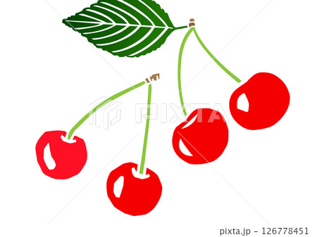レトロな手書きのさくらんぼのイラスト 126778451