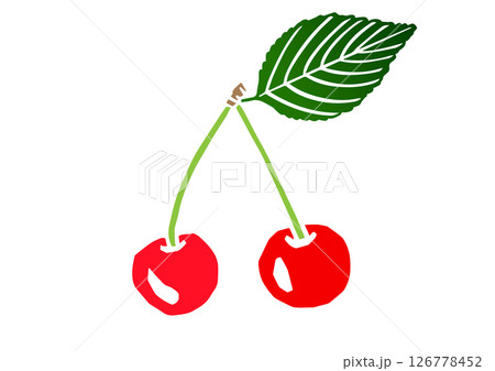 レトロな手書きのさくらんぼのイラスト 126778452