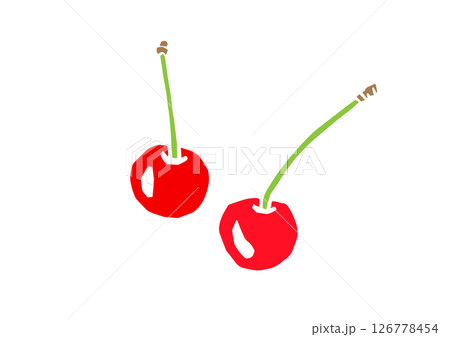 レトロな手書きのさくらんぼのイラスト レトロな手書きのさくらんぼのイラスト 126778454