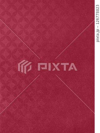 七宝模様の質感ある和柄背景（背景素材）　赤 126778823