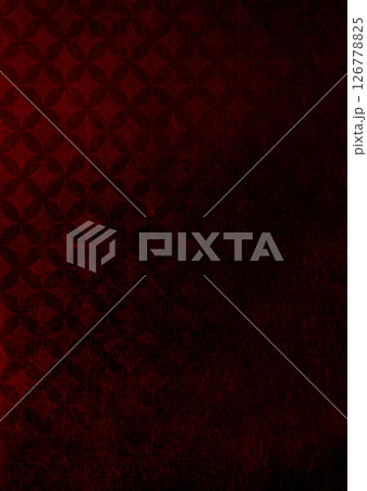 七宝模様の暗い和柄背景（背景素材）　暗い赤 126778825