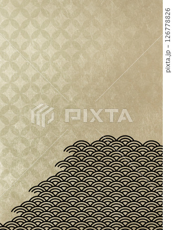 七宝模様と青海波の質感ある和柄背景(背景素材) 金箔 七宝模様と青海波の質感ある和柄背景(背景素材) 金箔 126778826