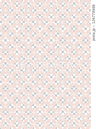 ピンクの七宝模様の和柄背景（背景素材）　白枠に影 126778986