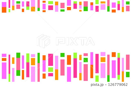 フレーム　幾何学模様　四角形　白背景　ピンク　オレンジ色　グリーン 126779062
