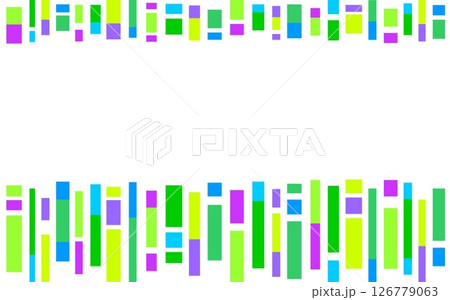 フレーム　幾何学模様　四角形　白背景　グリーン　ブルー　パープル 126779063