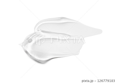 The sample is a smear of transparent cosmetic gel or cream. Isolated on a white background The sample is a smear of transparent cosmetic gel or cream. Isolated on a white background 126779183