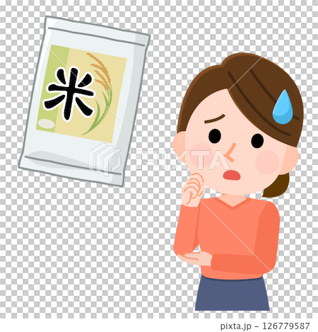 米袋と困る女性　イラスト 126779587